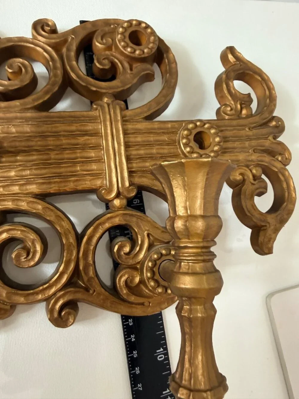 Vintage Homco Sconce Wall Decor 3 Arm Candelabra Regency Gold 70s Candle Holder